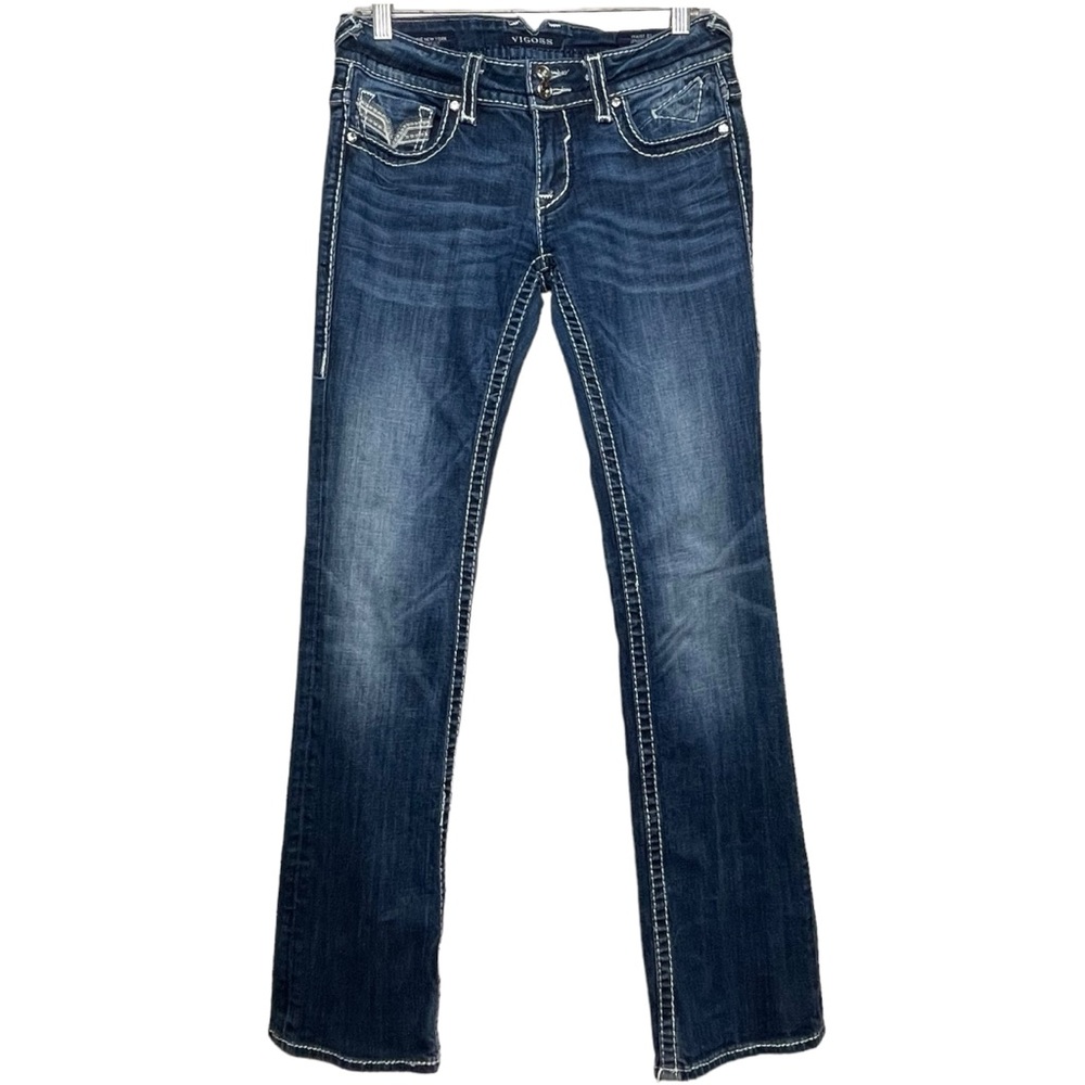Vigoss WMNS 'The New York' Slim Bootcut Denim Embellished Jeans Dark Wash 27x 33